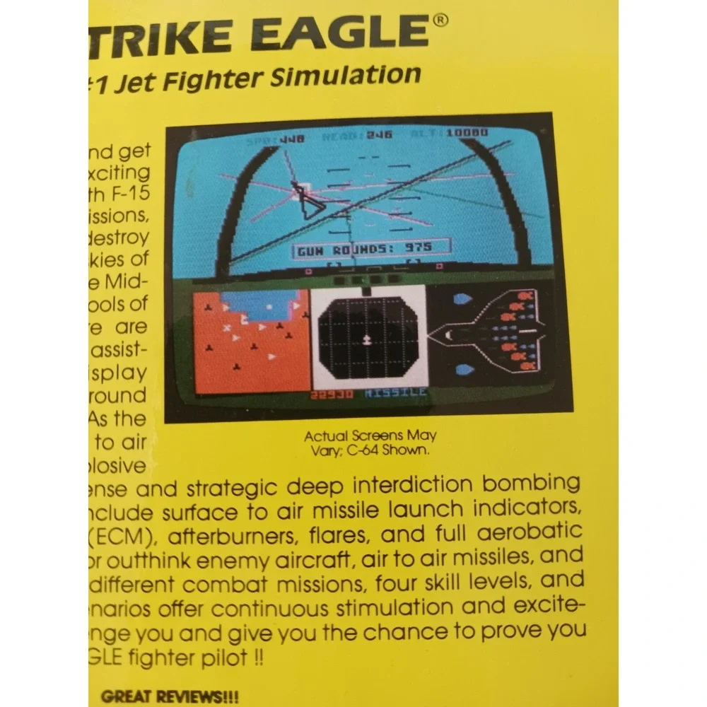 F-15 Strike Eagle Tandy 1000/1200 3000 Computer Simulation Game‎ Microprose 1985